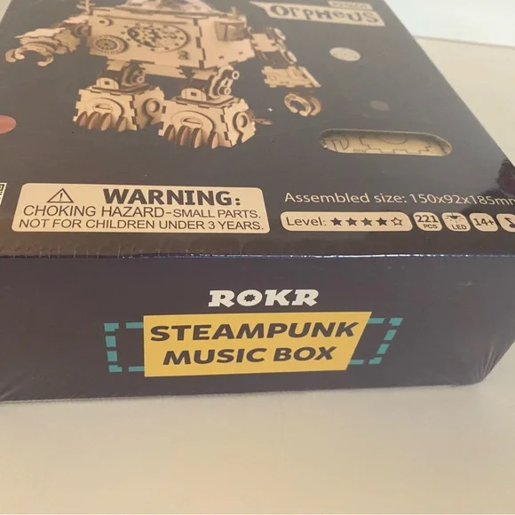 ROKR Steampunk Music Box Kit – Orpheus Robot DIY Wood Puzzle (New & Sealed) - Picture 2 of 4
